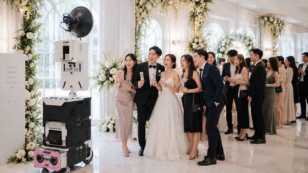 Pesta pernikahan elegan dengan foto booth