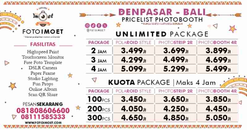 Harga Sewa Jasa Photo Booth Murah terdekat Denpasar Bali Murah