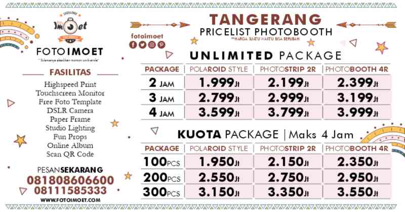 Harga Paket Photo Booth Unlimited dan Kuota di Tangerang Murah