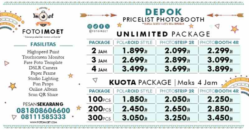 Harga Paket Photo Booth Unlimited dan Kuota di Depok