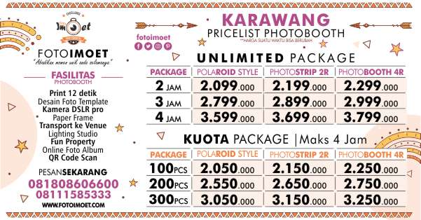 Harga Photo Booth Unlimited & Kuota Karawang Murah
