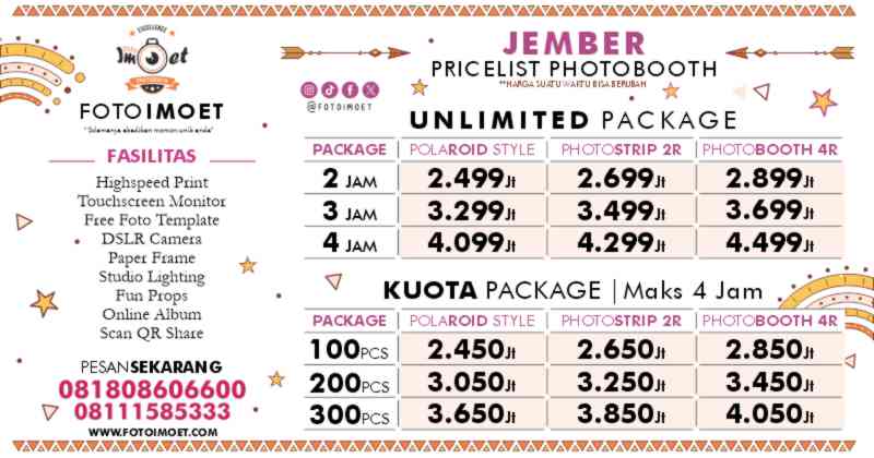 Harga Sewa Jasa Photo Booth Murah terdekat Jember
