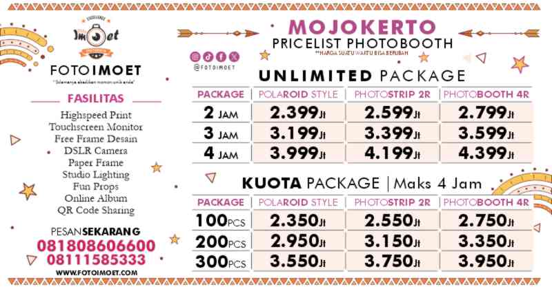 Harga Sewa Jasa Photo Booth Murah terdekat Mojokerto